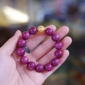 Vòng Tay Ruby Nam Phi Đeo Tay, Lắc Tay Phong Thủy Đá Ruby 8 Ly Nam Phi