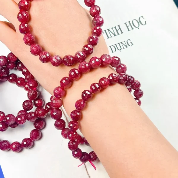 Vòng Tay Ruby Nam Phi Đeo Tay, Lắc Tay Phong Thủy Đá Ruby 8 Ly Nam Phi